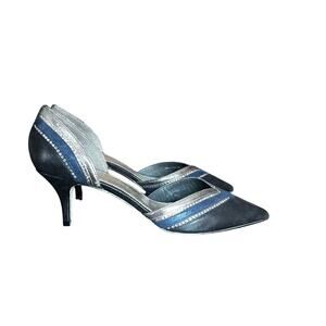 Adrianna Papell High Heel Shoes Rhinestone Detail D'orsay style Kitten Heel 9.5